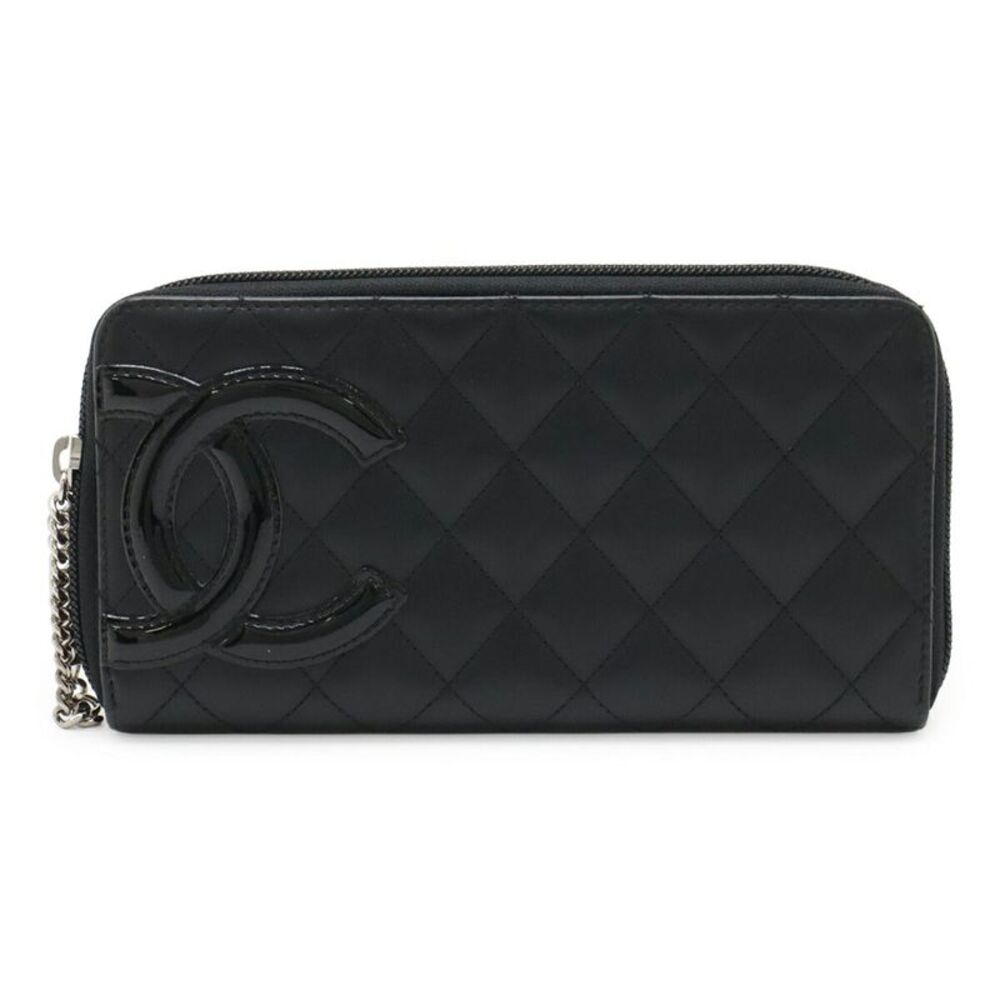 Chanel Cambon Line Coco Mark Long Wallet Black Pink